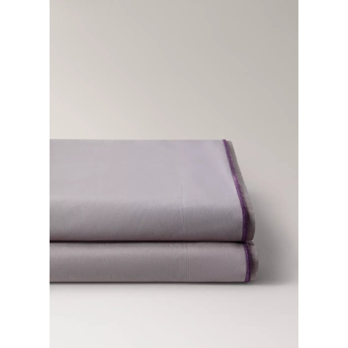 Drap plat percale de coton 200 fils réversible overlock à contraste lit 90 cm marron, MANGO HOME