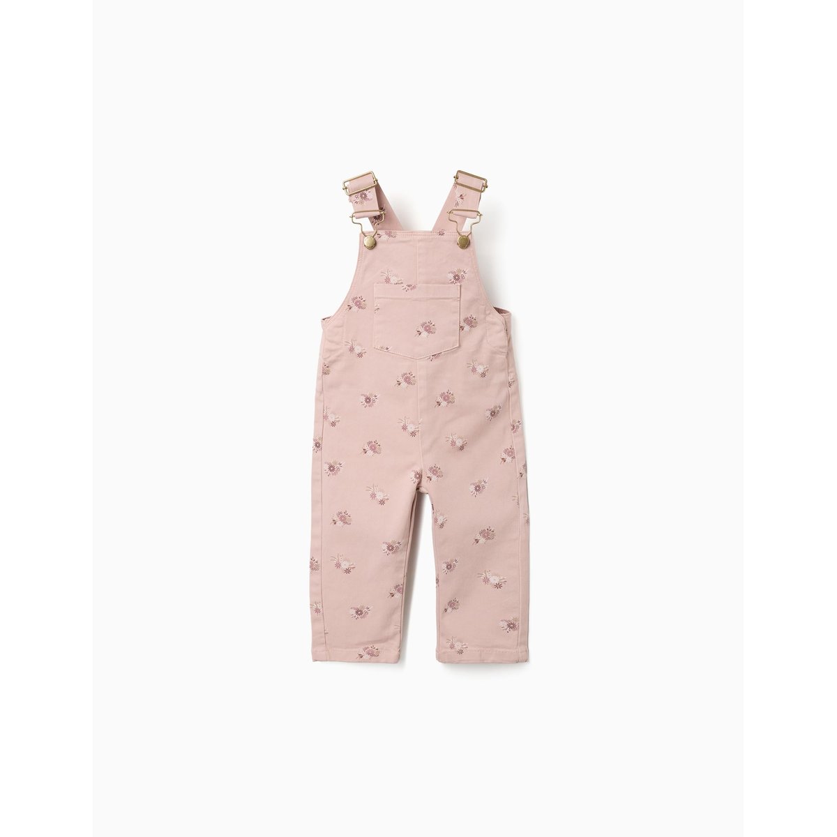 Salopette en sergé avec motif floral rose clair, ZIPPY