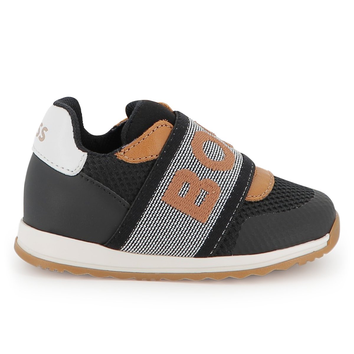 Sneakers con elastico logato black, BOSS KIDSWEAR