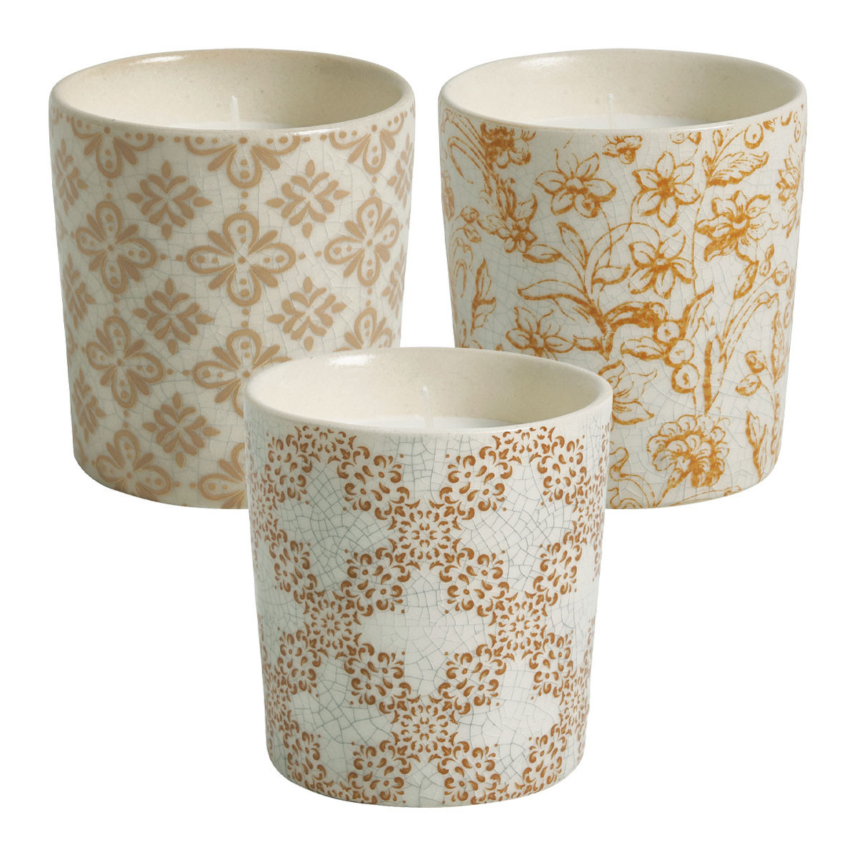 Set de 3 bougies parfumées Jardins de Sintra Ornement 190 g - Citronnelle blanc, MATHILDE M