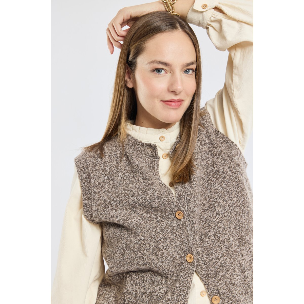 Cardigan sans manche Héritage en laine HERITAGE falcon mélangé, ARMOR-LUX