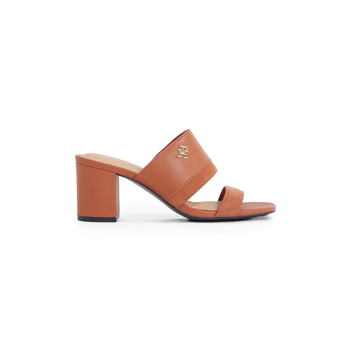 Mules à talon en cuir cognac, TOMMY HILFIGER