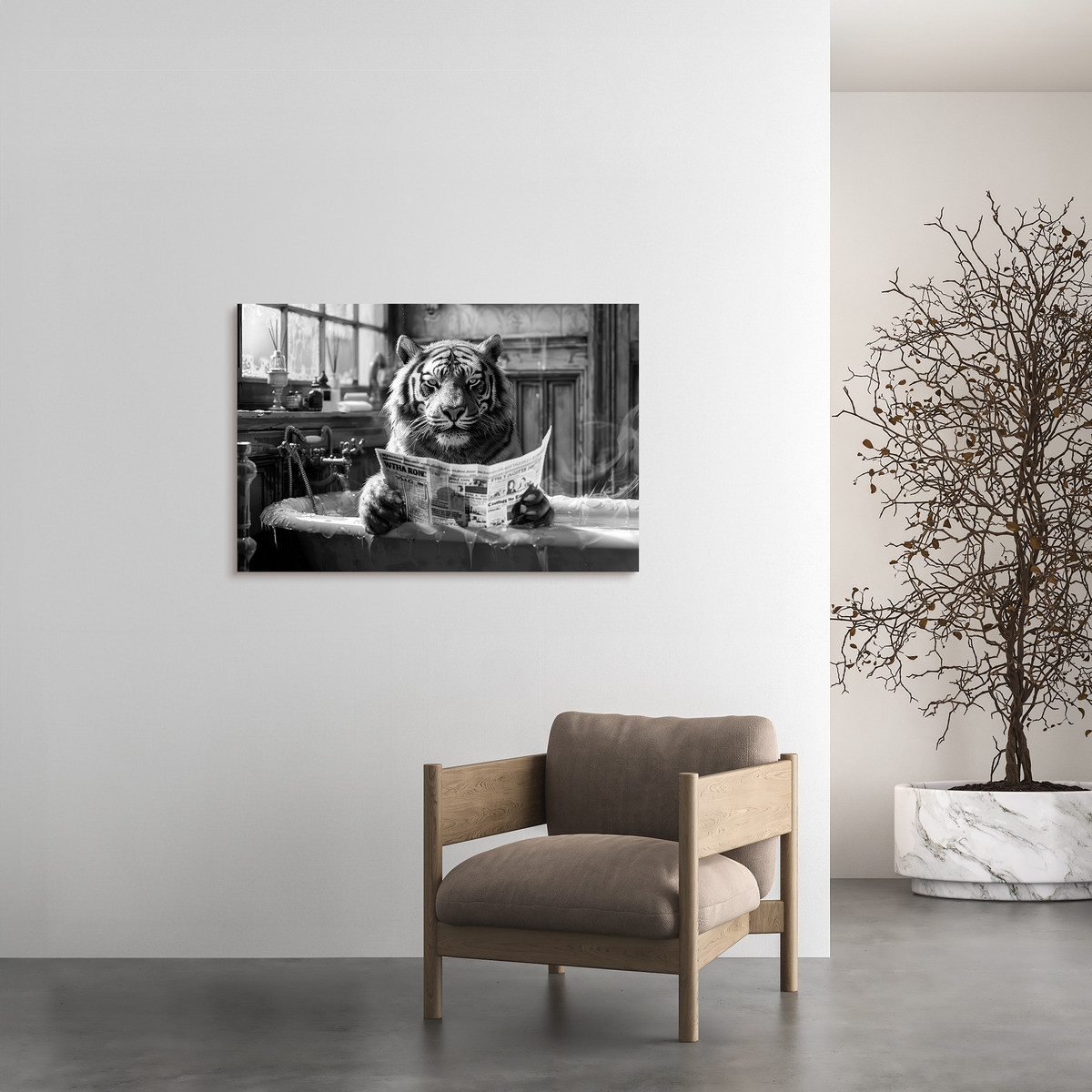 Tableau Sur Toile Tigre Au Bain ANIMAUX HUMANISÉS tableaux sur toile-noir & blanc, CEANOTHE