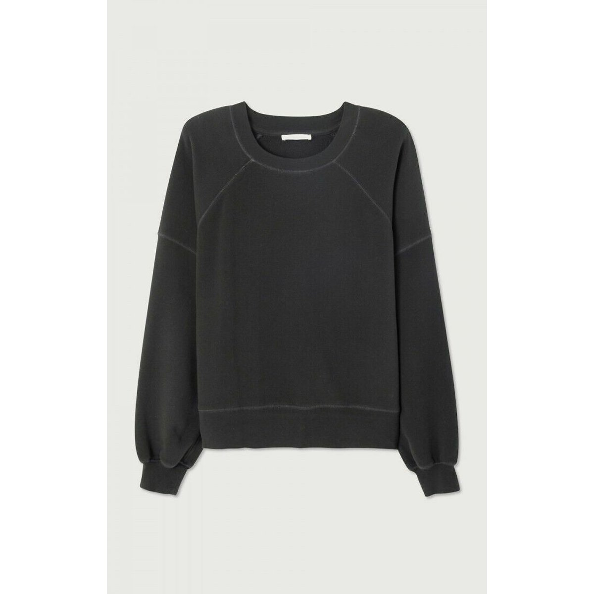 Sweat col rond manches longues, ATUBAY noir, AMERICAN VINTAGE
