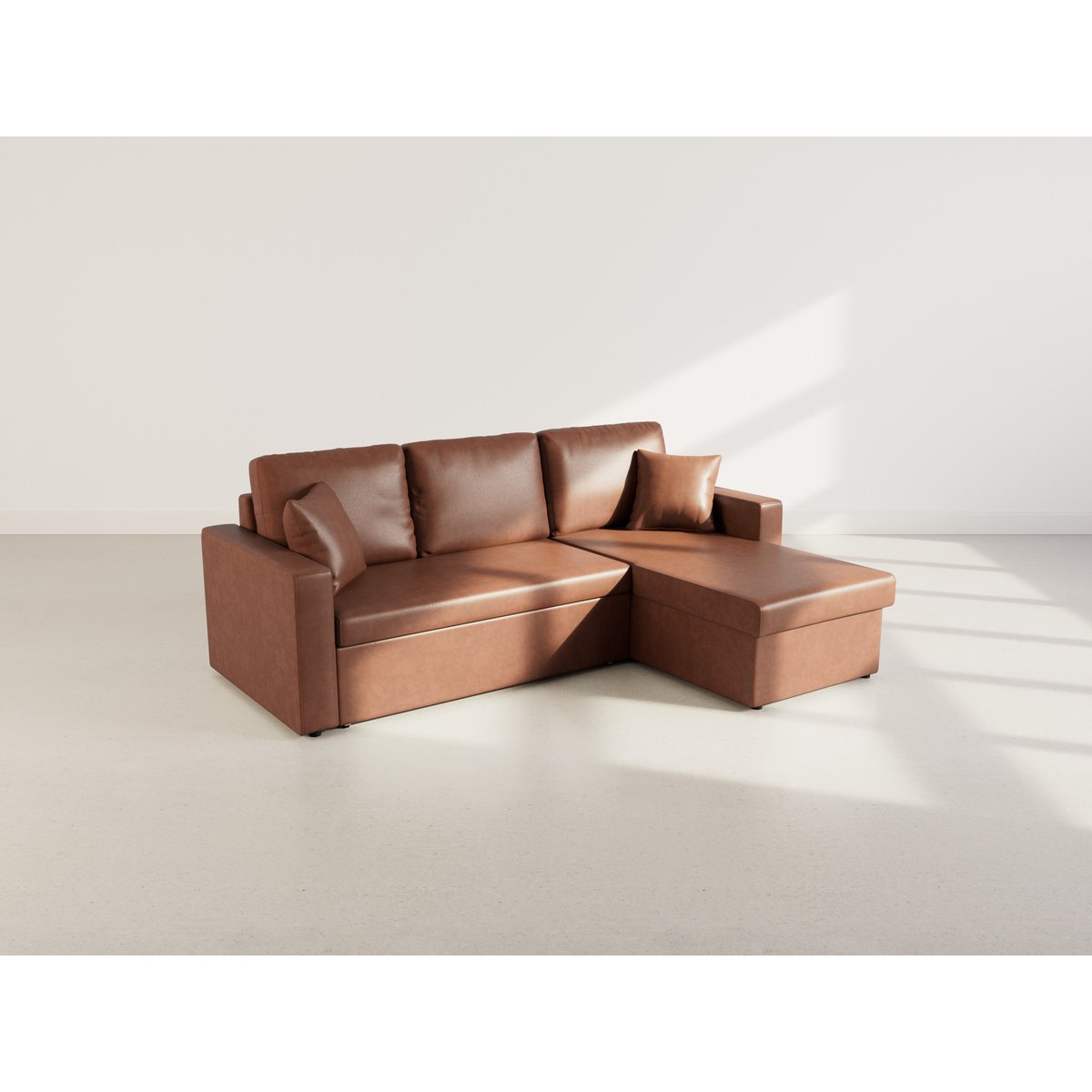 Canapé d'angle convertible en simili 4pl, CYRUS cognac, BEST MOBILIER
