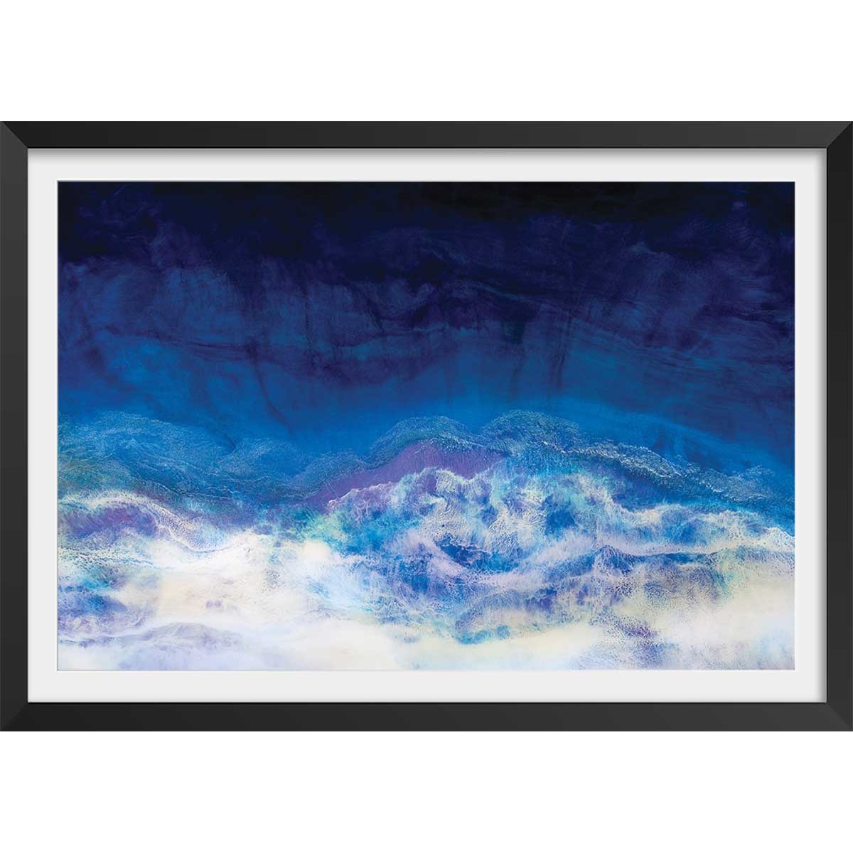 Poster bleu glacier affiche + cadre en bois - noir, HEXOA