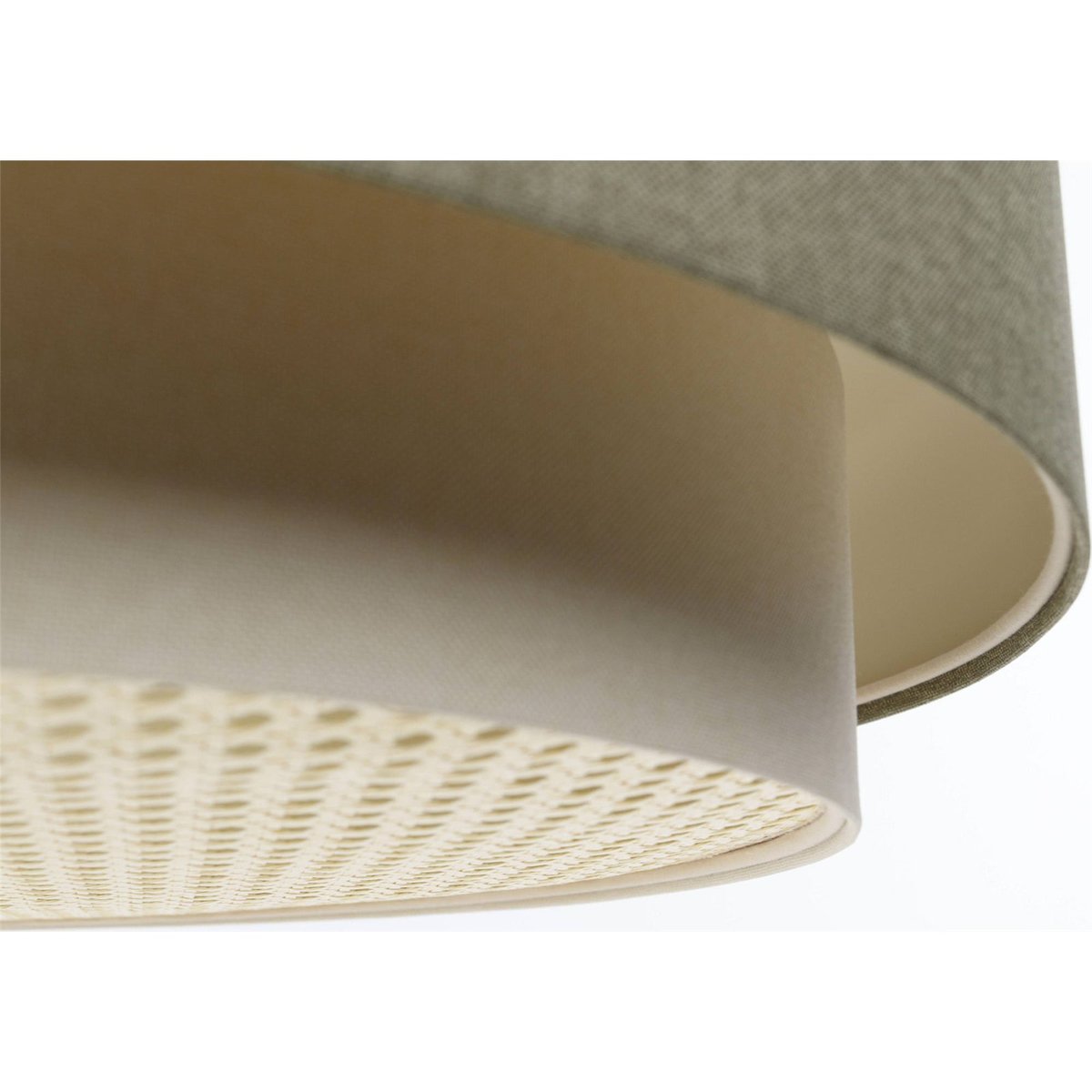 Suspension en tissu et rotin, BOHO ELEGANT beige crème et rotin naturel, BPS KONCEPT