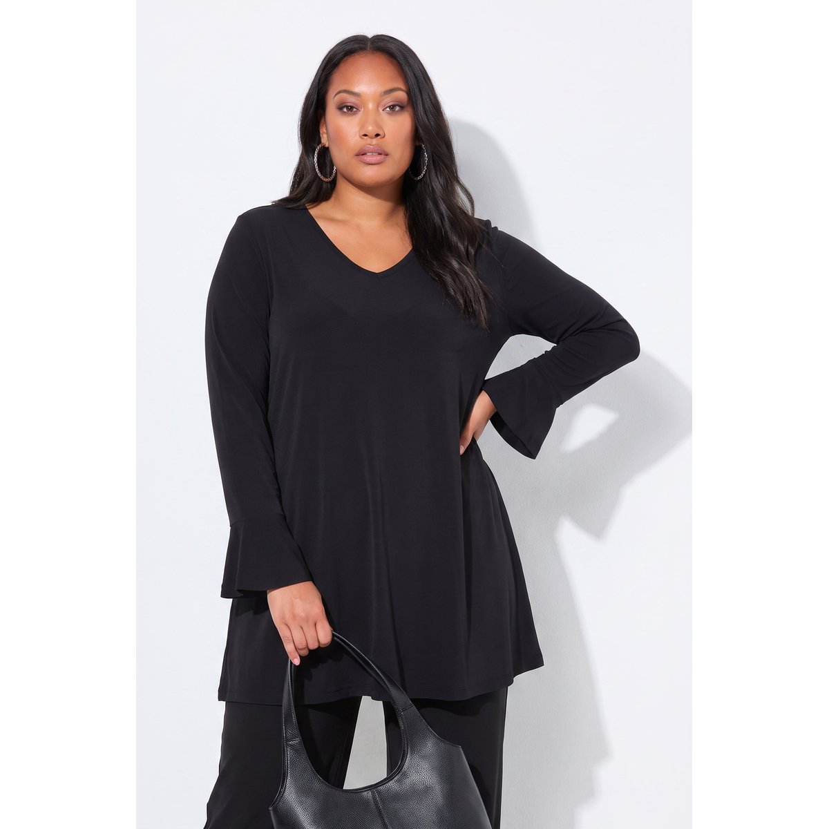 T-shirt long noir, ULLA POPKEN