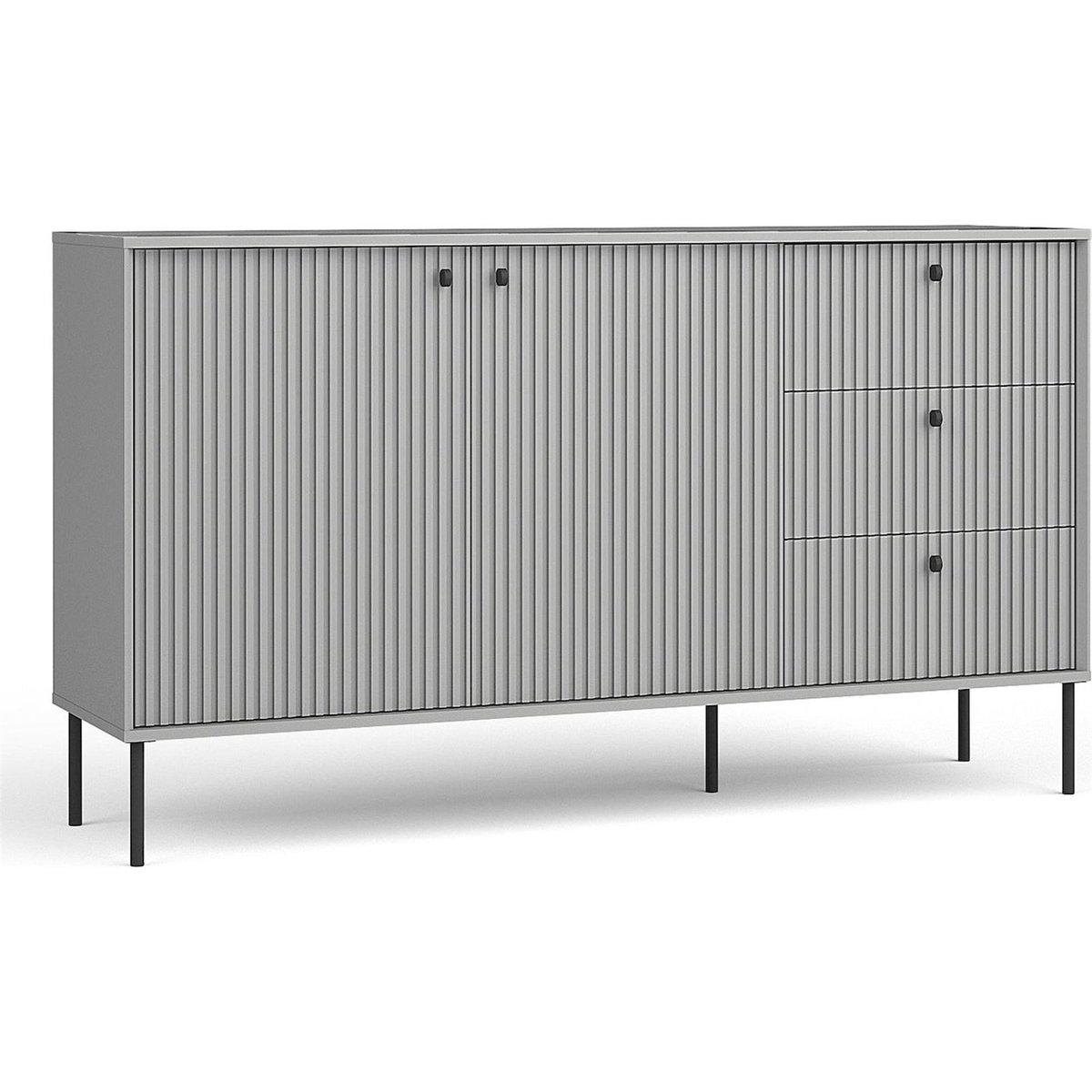 Buffet 2 portes 3 tiroirs collection ZEITO gris et noir, RECOLLECTION
