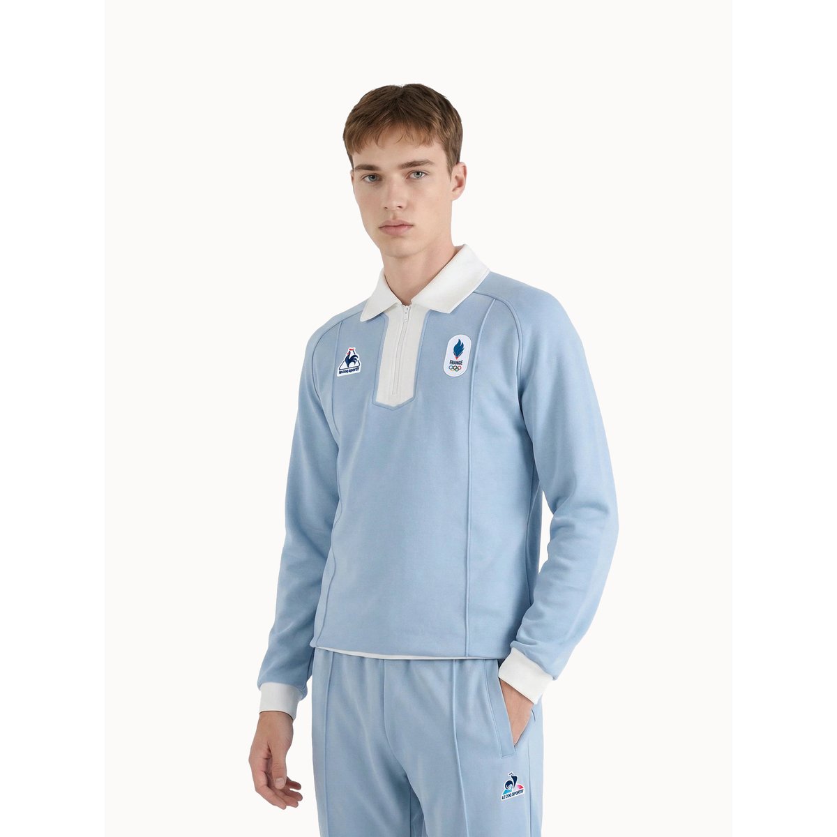 Sweat demi-zippé Équipe de France Olympique 2026 Jeux Olympiques EQUIPE DE FRANCE blue, LE COQ SPORTIF