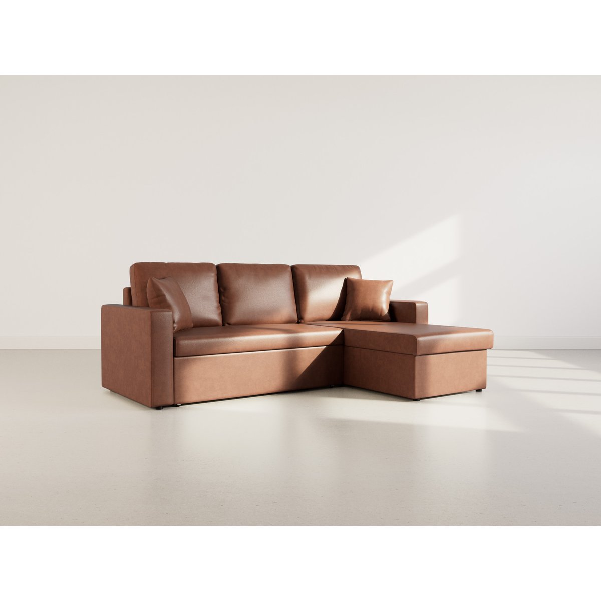 Canapé d'angle convertible en simili 4pl, CYRUS cognac, BEST MOBILIER