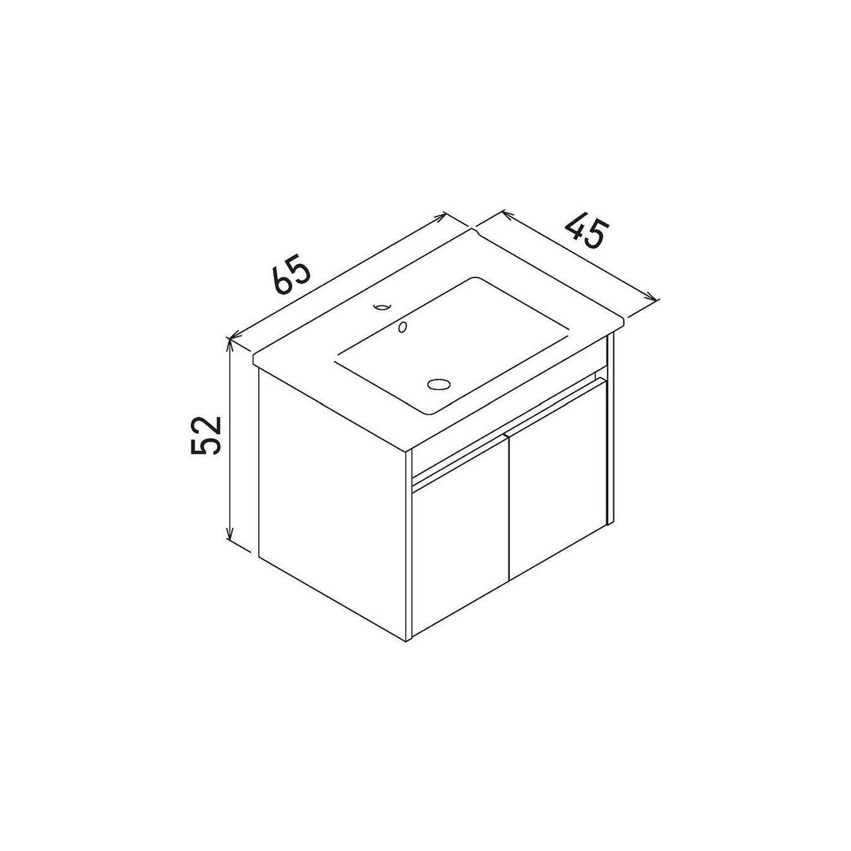 Meuble sous vasque suspendu 65 cm + vasque NAÏA blanc, PIER IMPORT