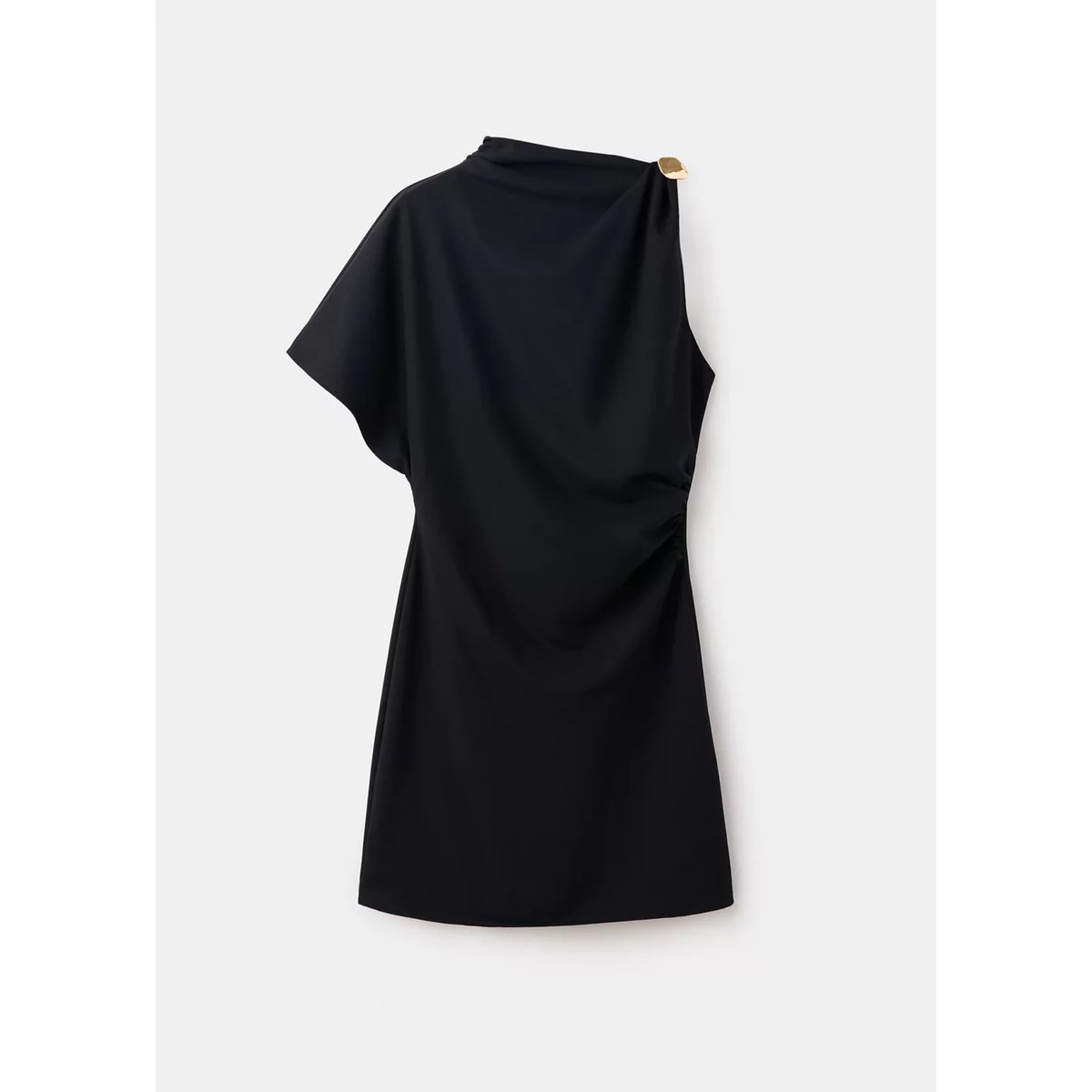 Robe asymétrique détail métallisé noir, MANGO