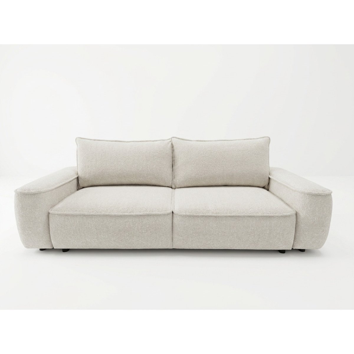 Canapé droit convertible 3 places en tissu chenille, HONORE blanc, BOBOCHIC