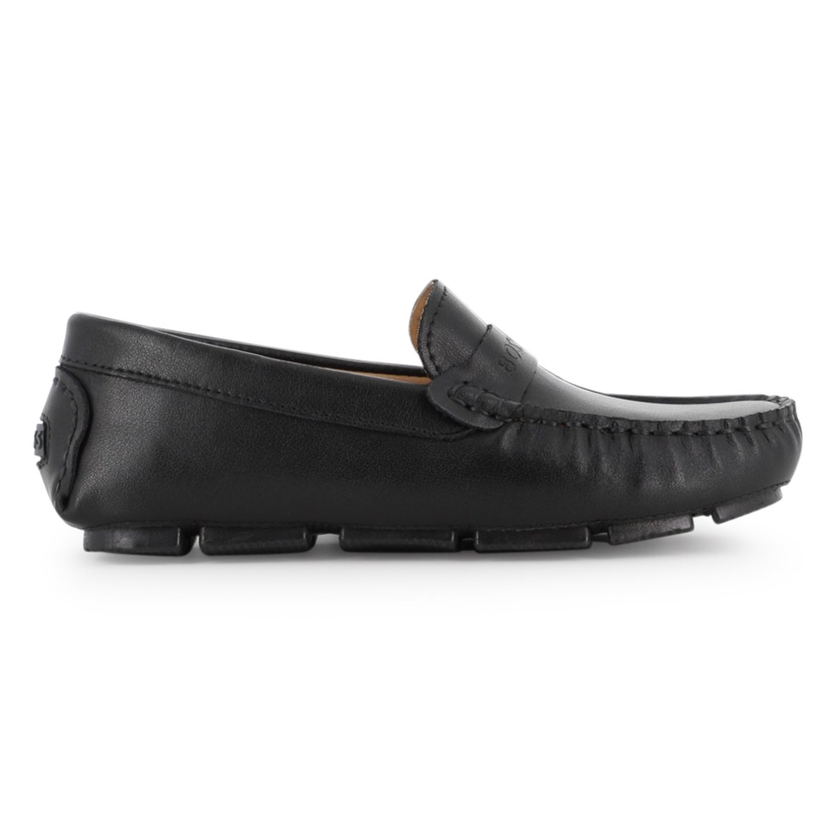 Moccasins en cuir de vachette black, BOSS KIDSWEAR