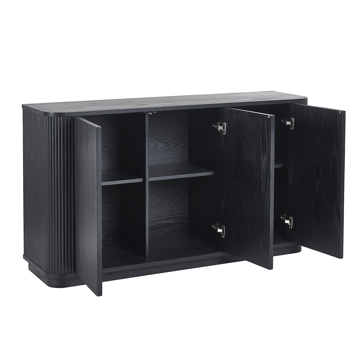 Lucien Fluted Wood 3 Door Sideboard black, SO'HOME