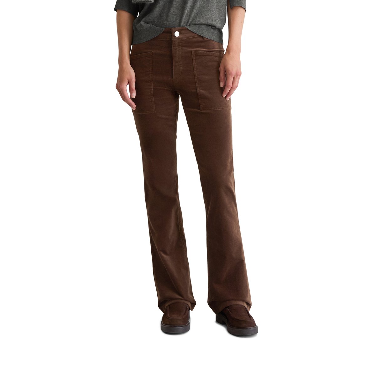 Pantalon en velours modèle Kiruna flared en Organic Cotton Stretch dunkelbraun, MARC O'POLO