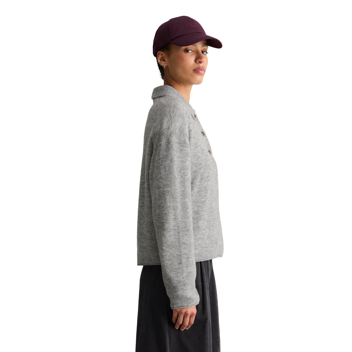 Polo en maille, coupe décontractée en fil bouclé gris, MARC O’POLO DENIM