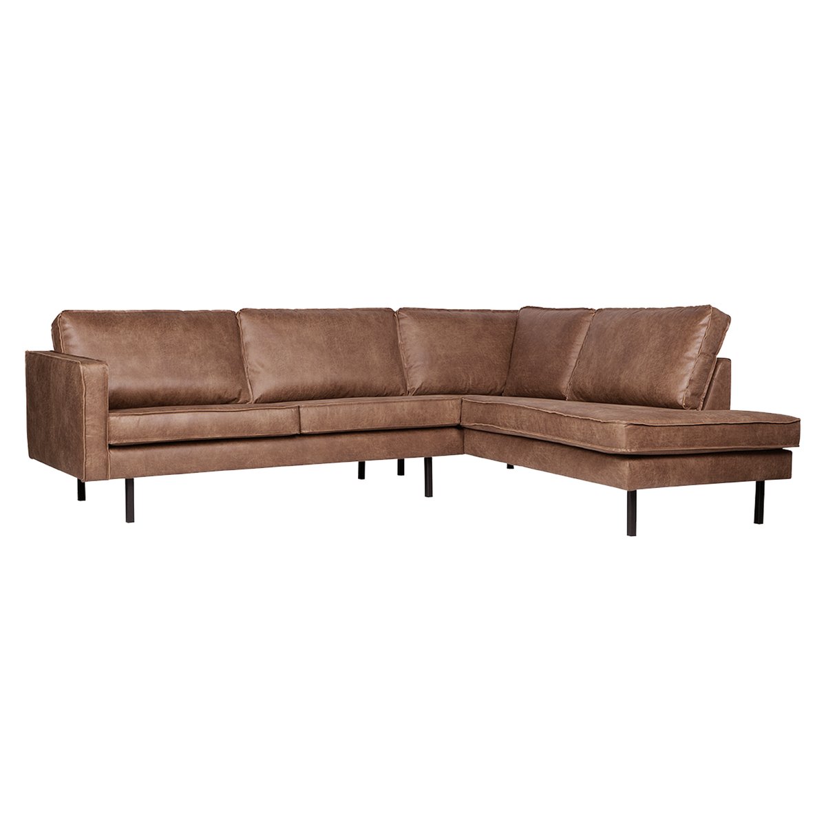 Canapé d'angle droit en similicuir BATAVIER cognac, WOOOD