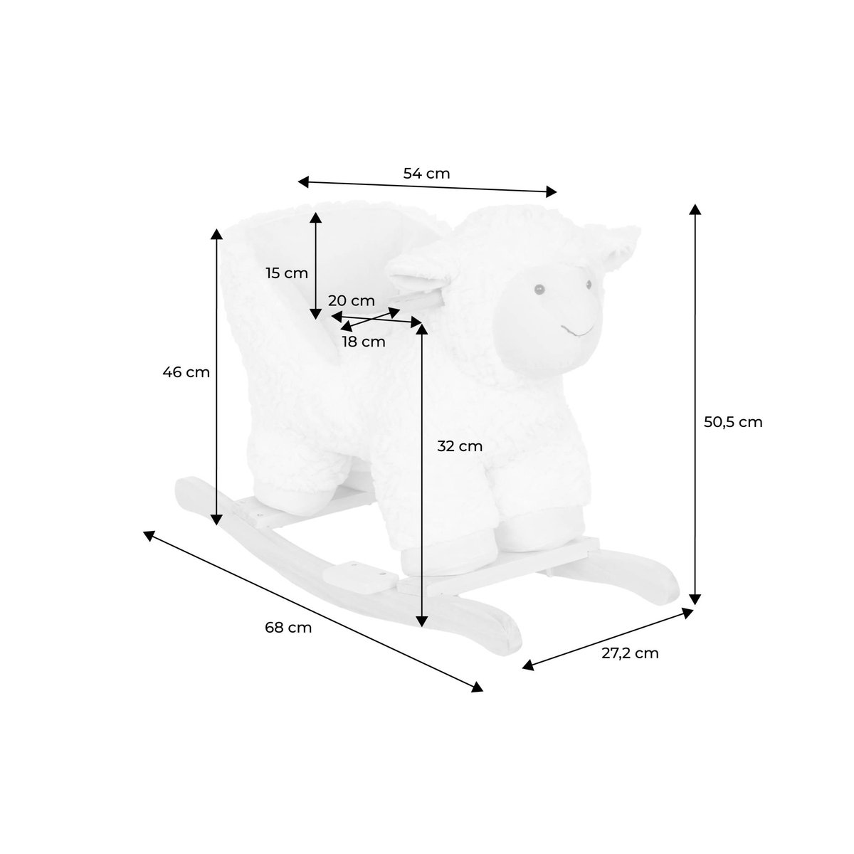 Fauteuil mouton à bascule pour enfant MAROA blanc, SWEEEK