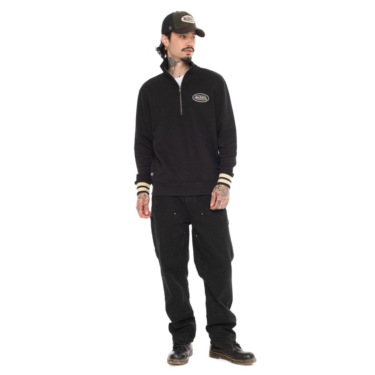 Sweatshirt zippé ALEC noir, VON DUTCH