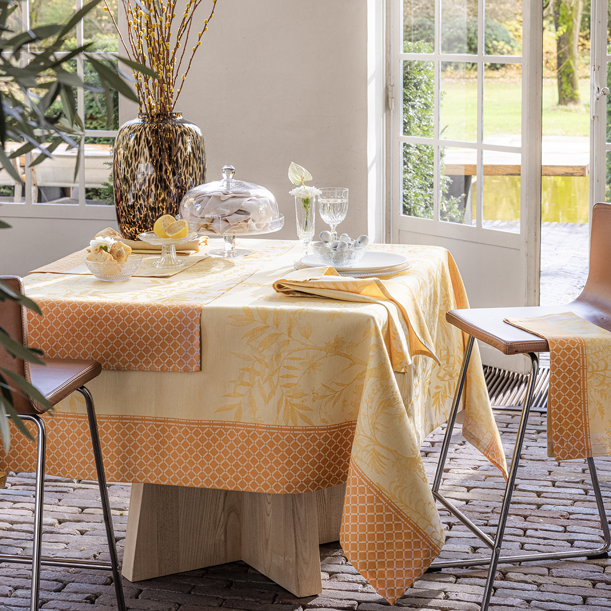 Nappe en Coton, JARDIN D'EDEN pollen, LE JACQUARD FRANCAIS