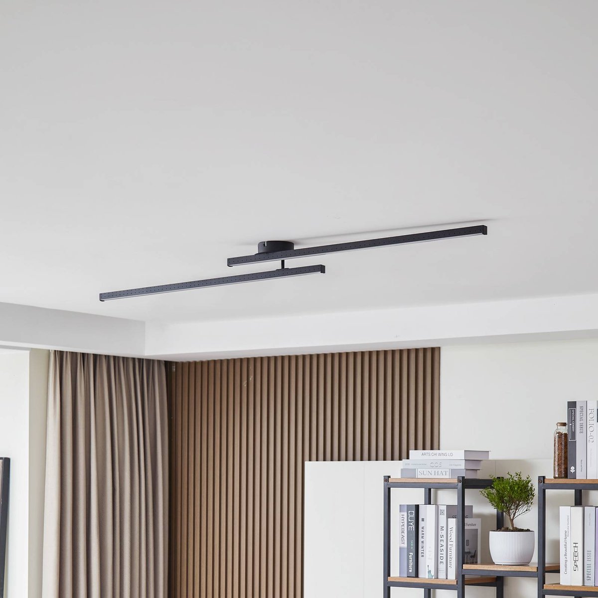 Plafonnier en aluminium moderneLED, Aurendor noir mat, LINDBY