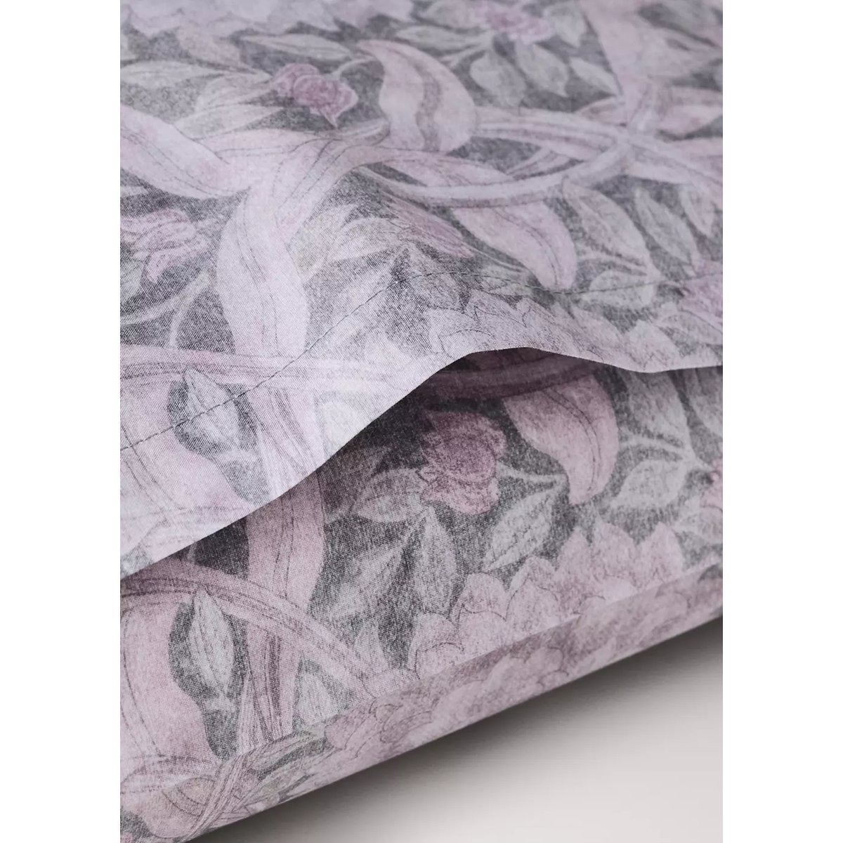 Deux taies d'oreiller percale de coton 200 fils imprimé fleur 50x75 cm gris foncé, MANGO HOME