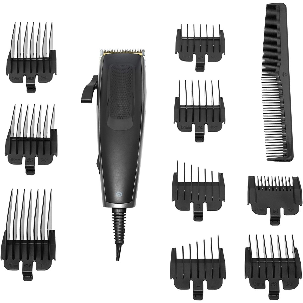 Tondeuse cheveux filaire pro Iroquois, 7 hauteurs de coupe, précision 1 mm noir, ESSENTIEL B