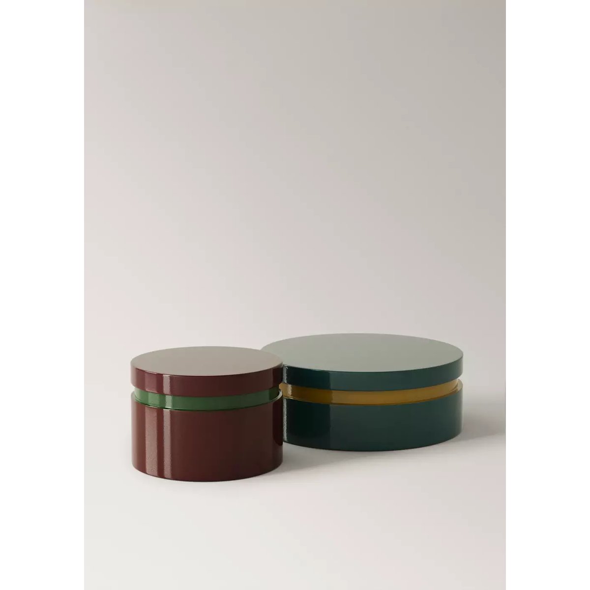 Boîte laquée bicolore, moyenne et ronde bleu pétrole, MANGO HOME
