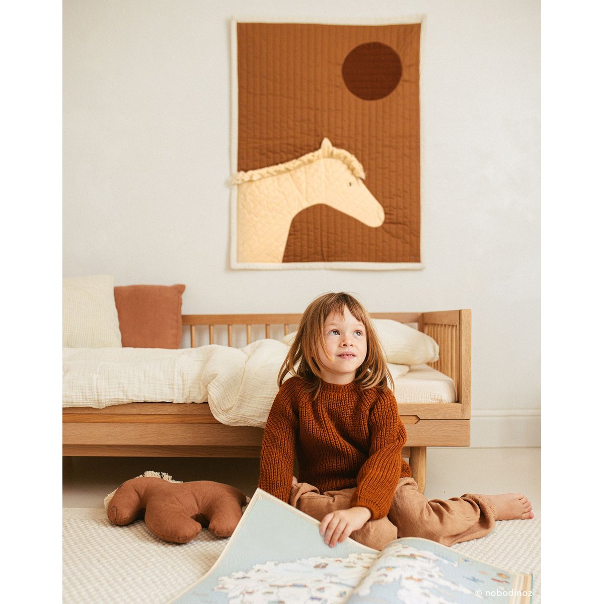 Plaid Matelassé Cheval horse quilt, NOBODINOZ