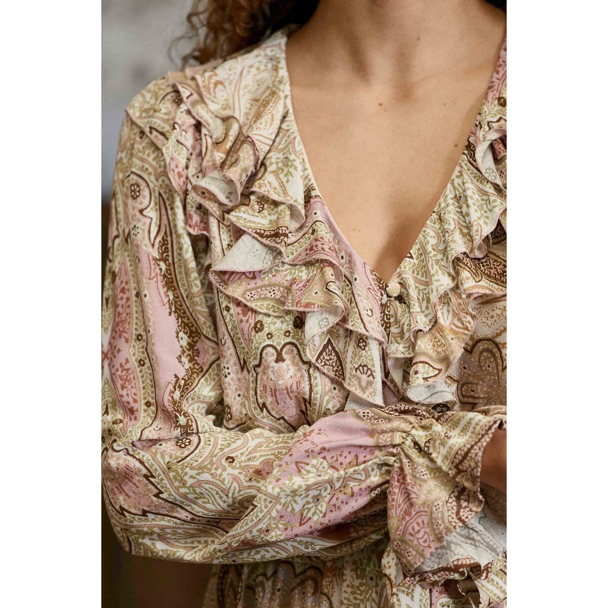 Maxi-jurk met paisleyprint en ruches, REG bedrukt, LA PETITE ETOILE