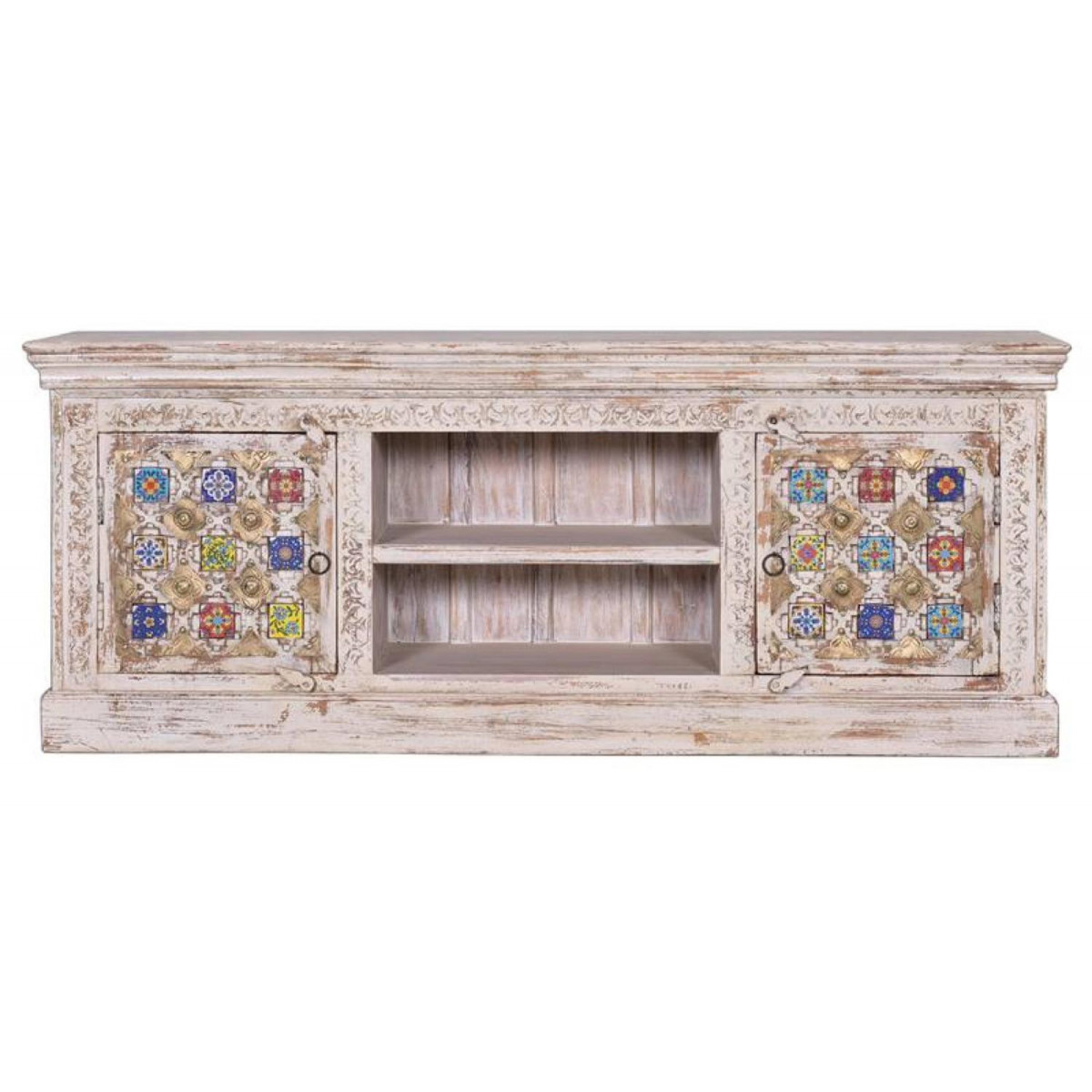 Meuble tv bronze - ZÉLIA blanc, DECORATION D’AUTREFOIS