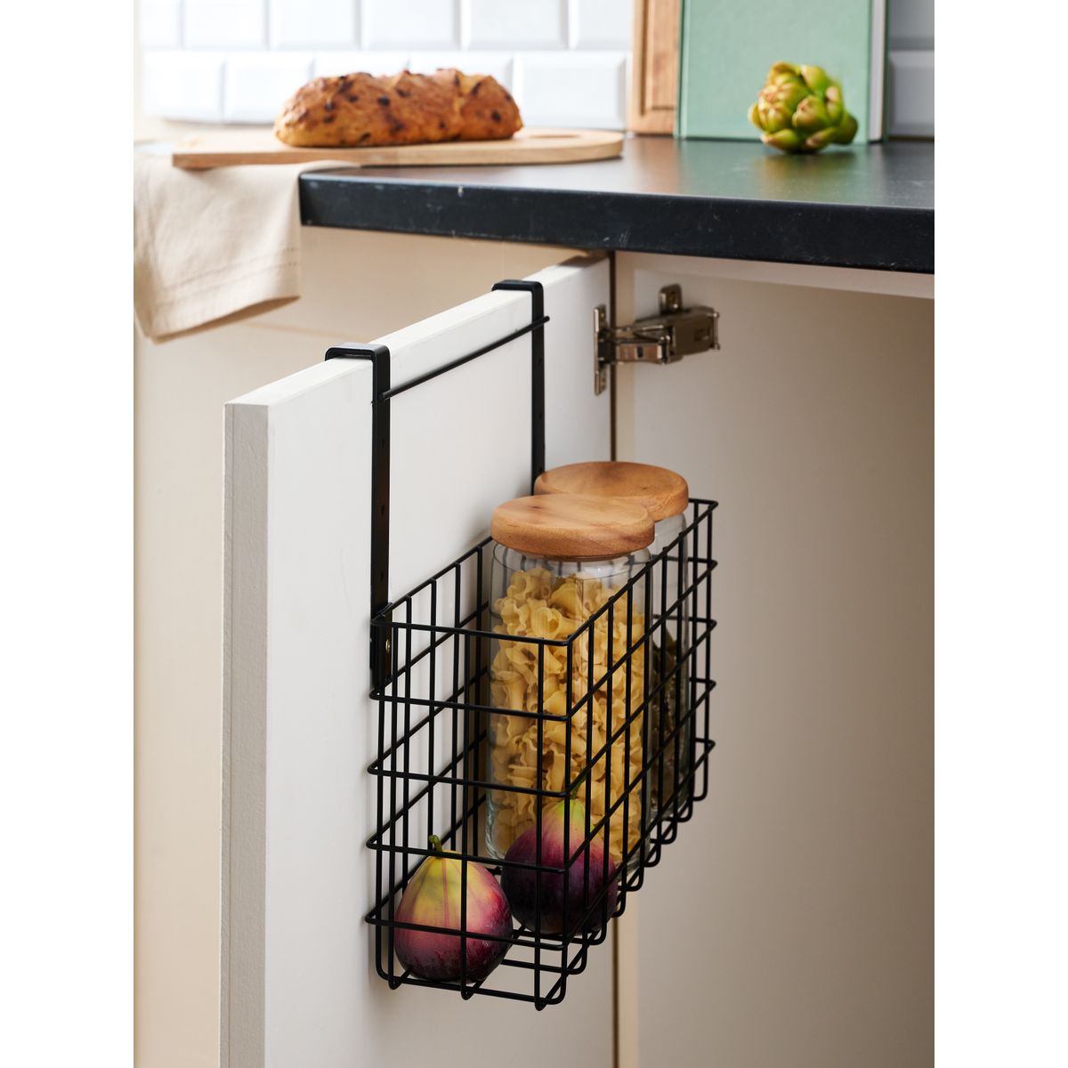 Panier rangement dessus de porte fil fer noir, NEXT