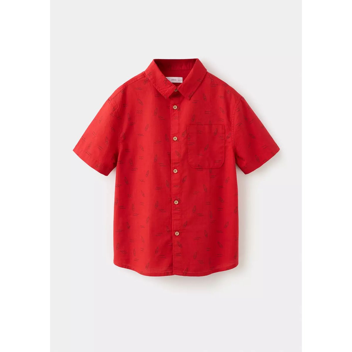Chemise imprimée manches courtes rouge, MANGO KIDS