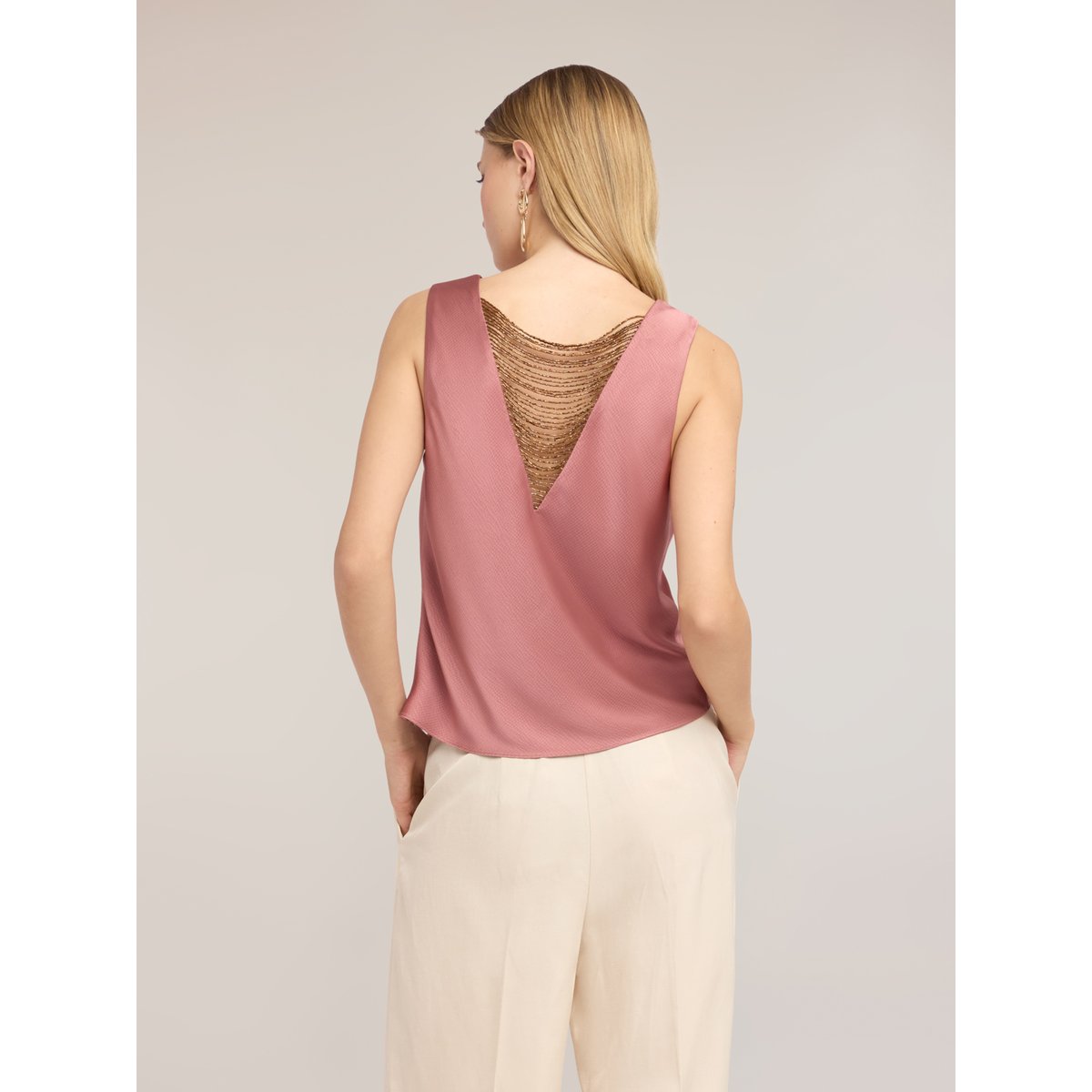 Top avec chaînettes au dos rose, MOTIVI