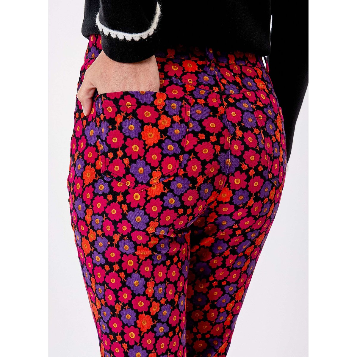 Pantalon flare velours côtelé LULU rouge, PRINCESSE NOMADE