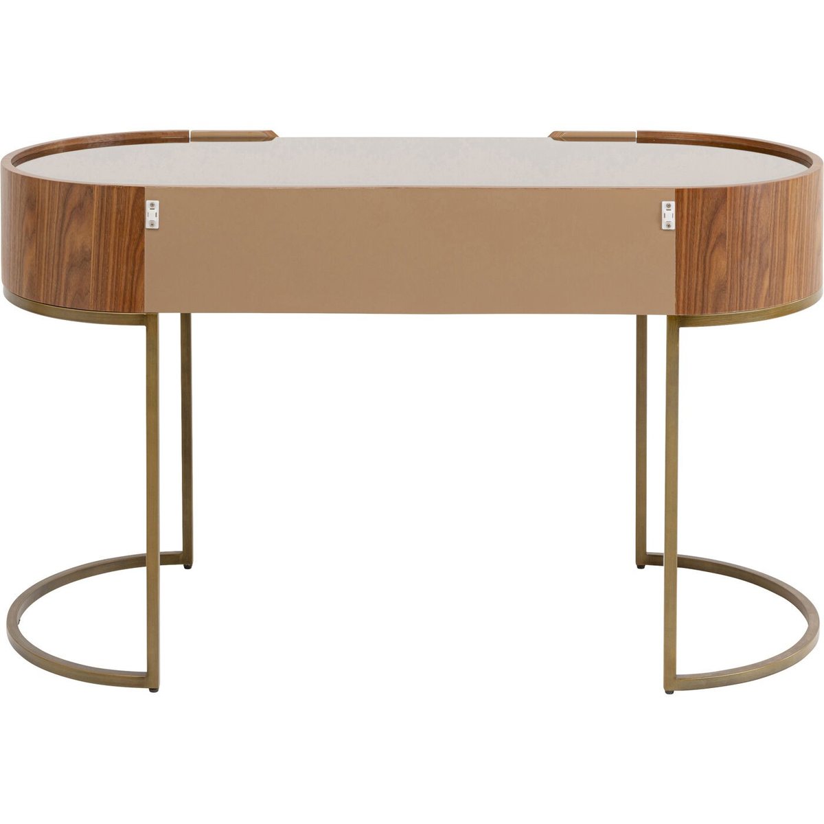Bureau 2 tiroirs en noyer et verre, GIORGIO marron, KARE DESIGN
