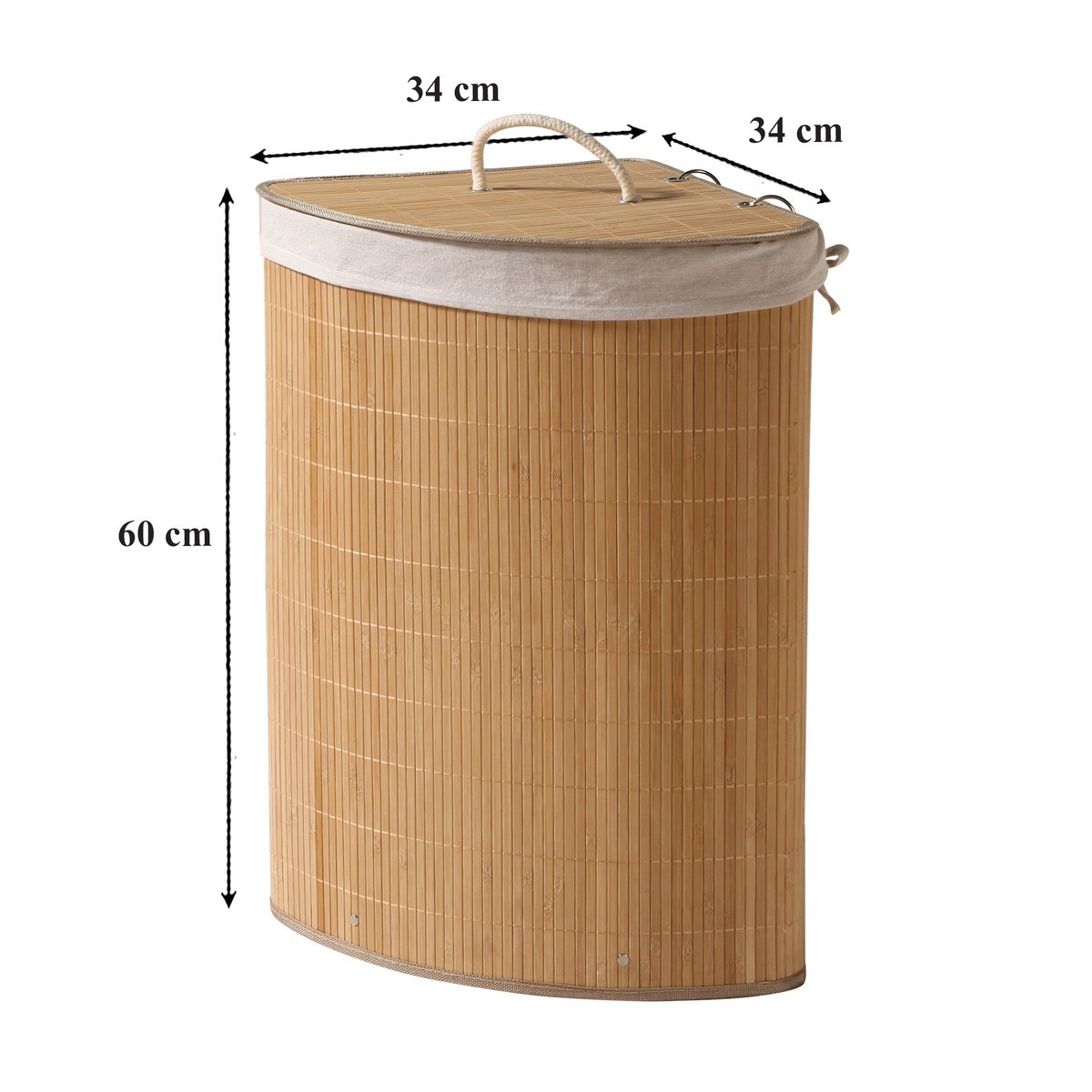 Panier à linge d'angle en bambou H60 cm - YSA bois clair, CALICOSY