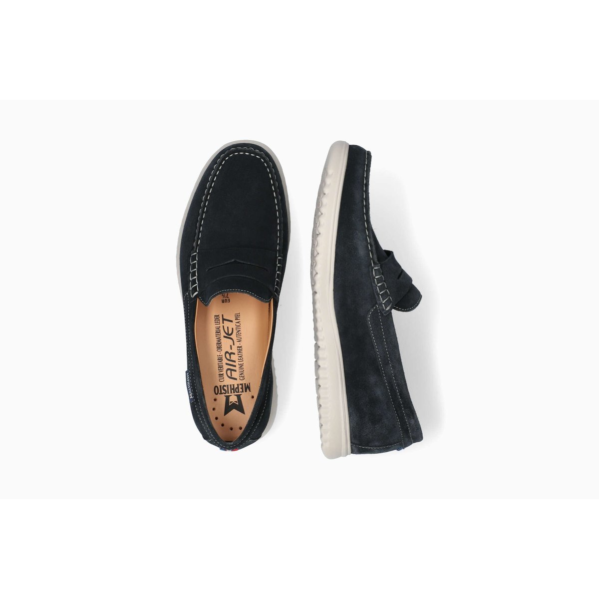 Mocassins en cuir TITOUAN bleu 5144, MEPHISTO