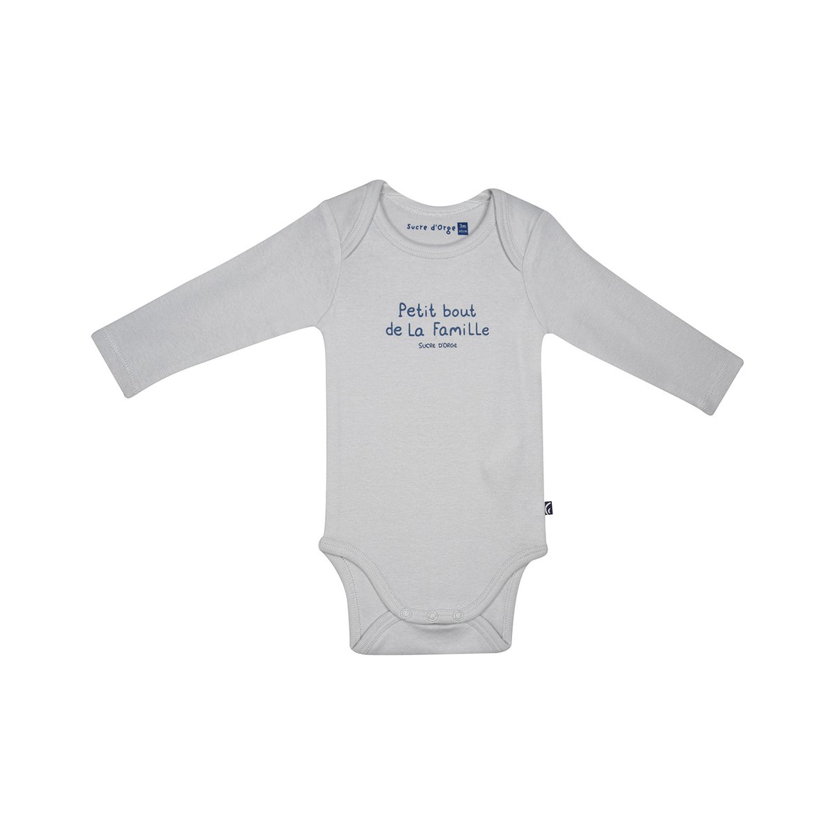 Lot de 3 bodies jacques manches longues bebe gris, SUCRE D'ORGE