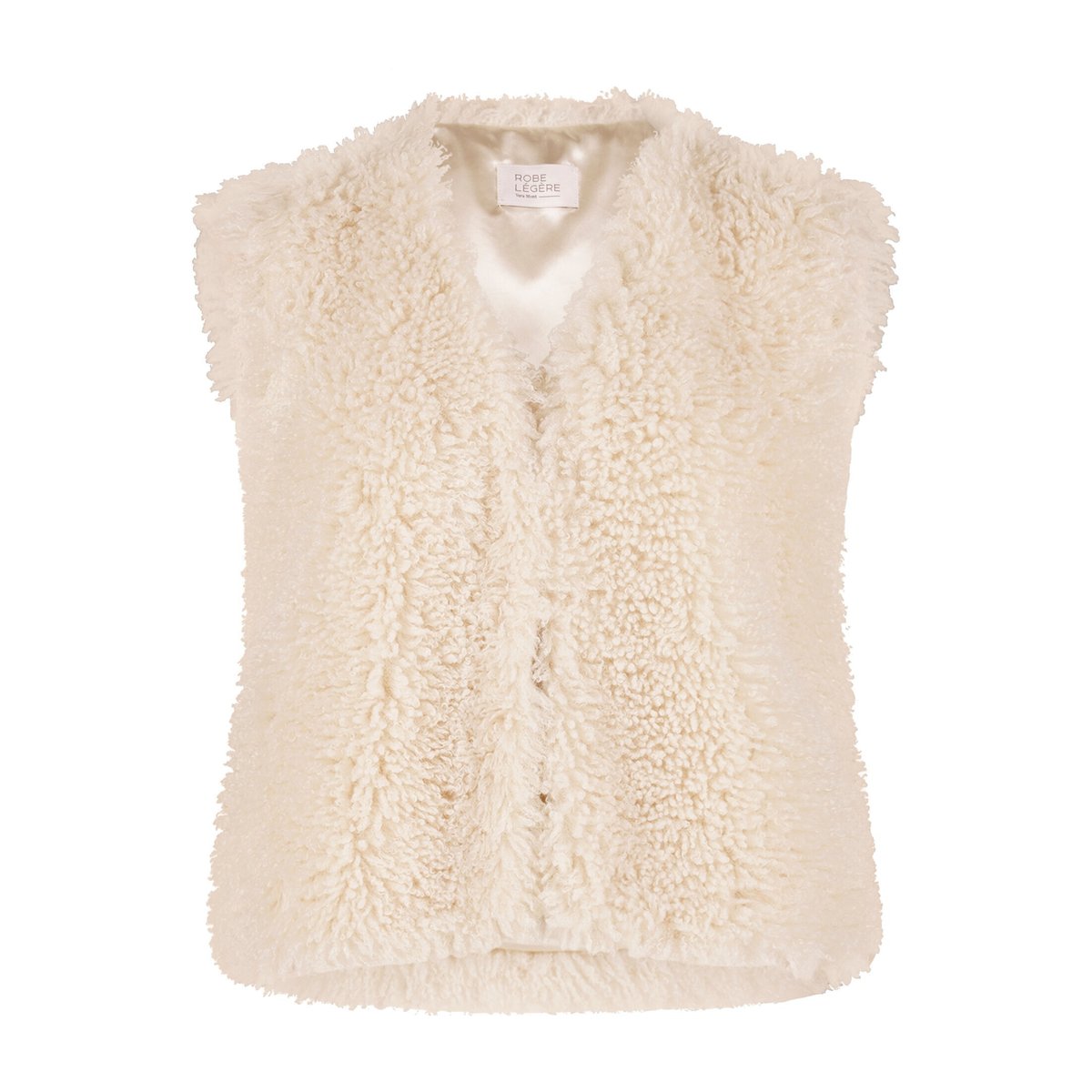 Veste sans manches en peluche unicolore champagne sorbet, VERA MONT