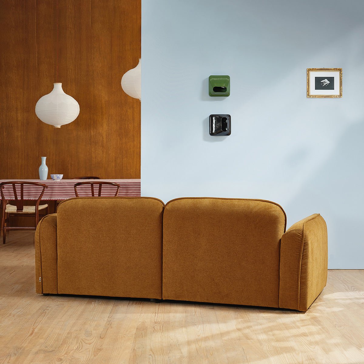 Canapé droit 3 places en velours HECTOR bronze, BERAH GETAH