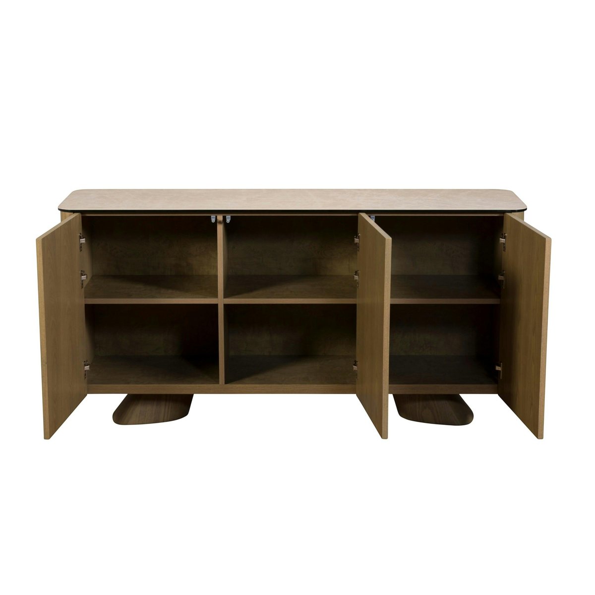 Buffet design céramique et placage chêne 3 portes CALA bois naturel, PIER IMPORT