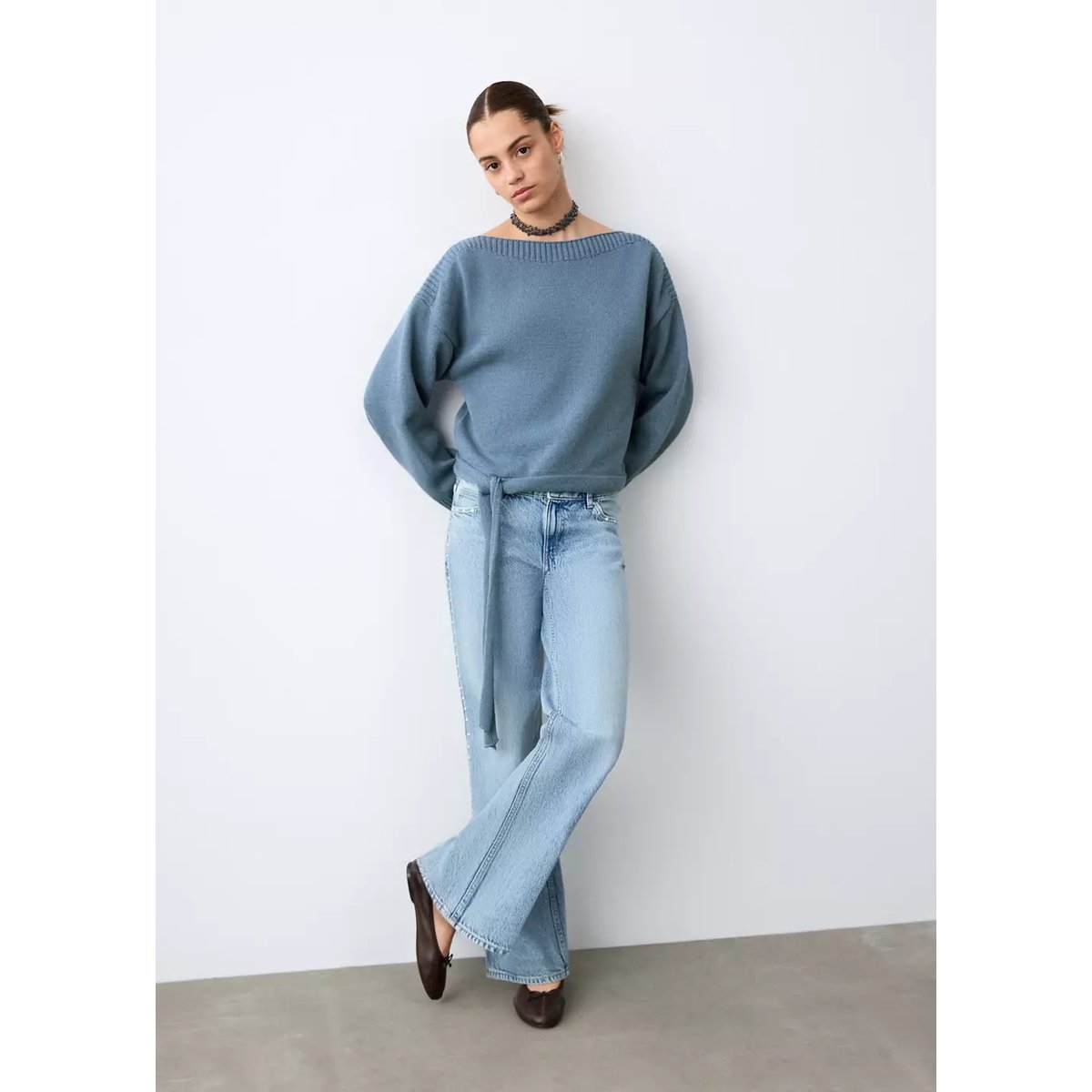 Pull-over en maille fine bleu, MANGO TEEN