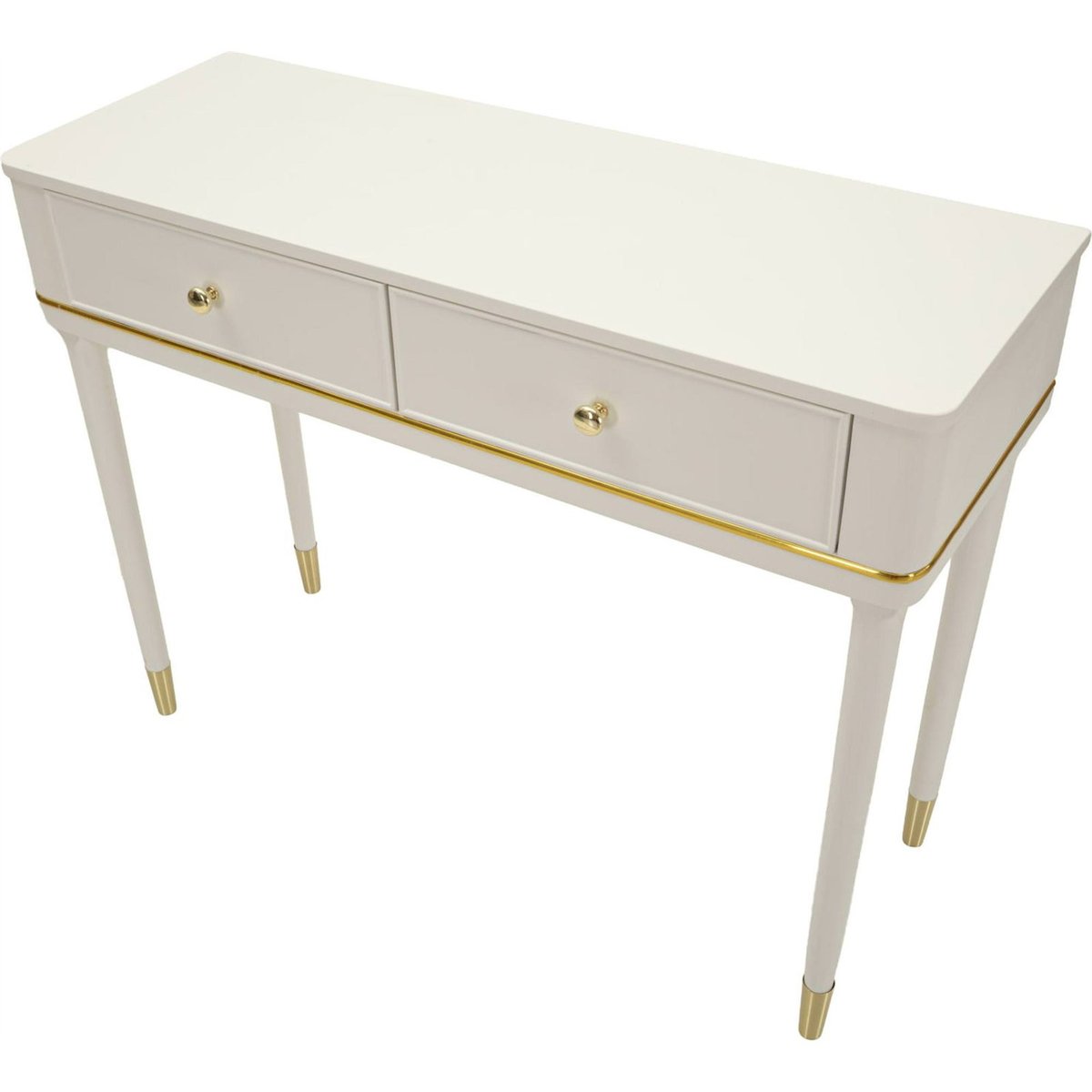 Console pin 2 tiroirs Made in italy SHABBY blanc et doré, RECOLLECTION