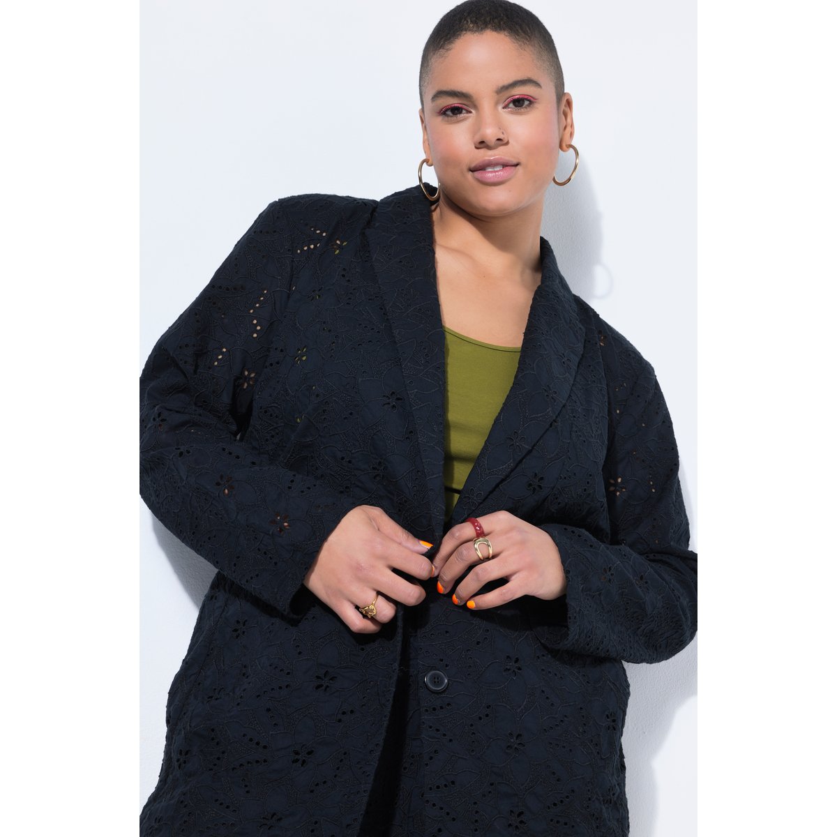 Blazer oversize, dentelle florale noir, STUDIO UNTOLD