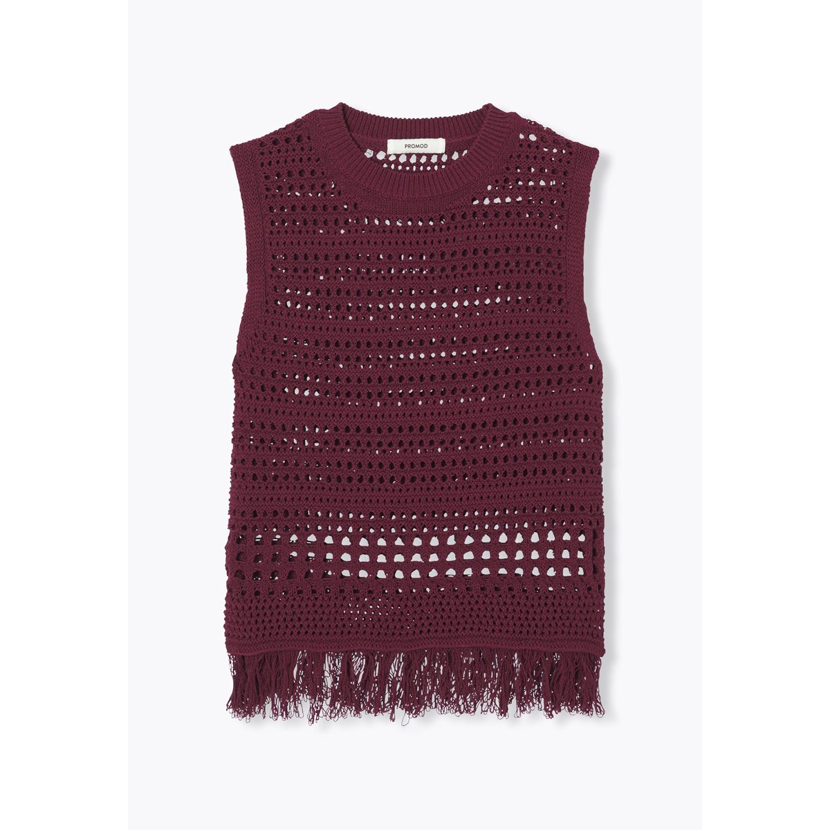 Pull en crochet sans manches bordeaux, PROMOD