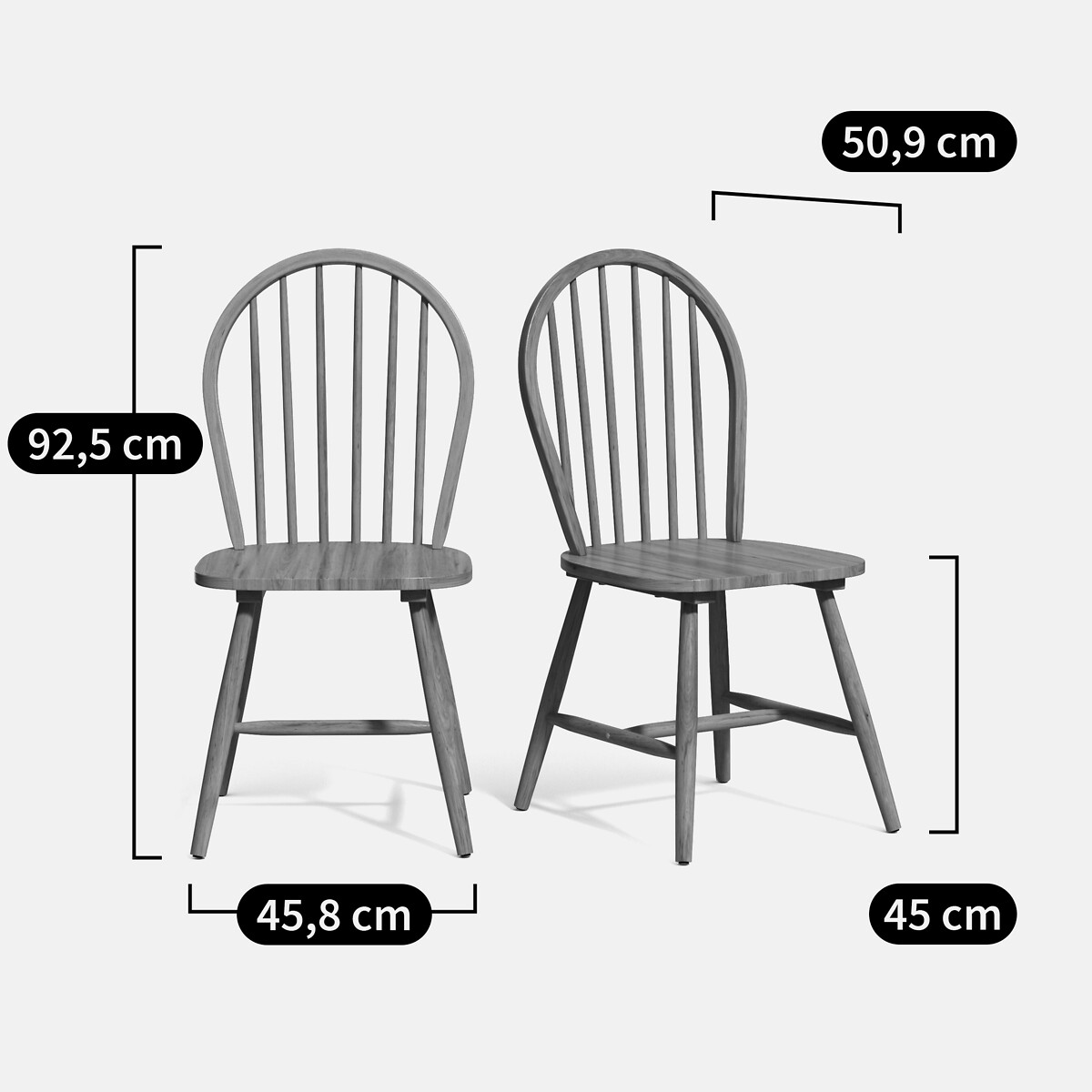 Lot de 2 chaises à barreaux, WINDSOR naturel, LA REDOUTE INTERIEURS