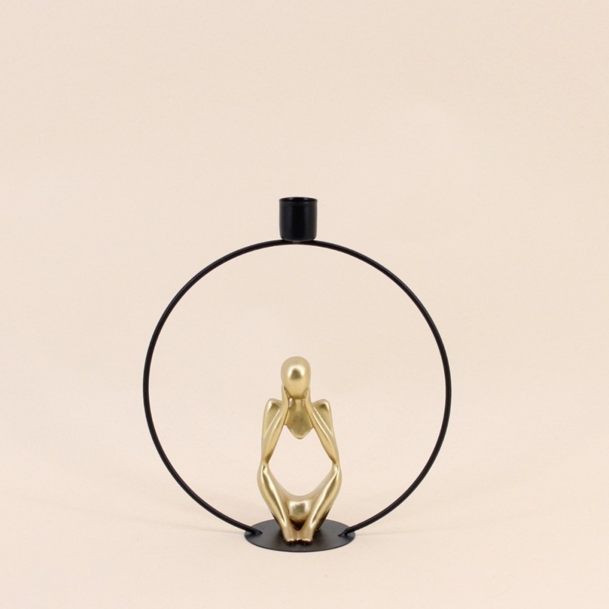 Bougeoir design silhouette penseur 22cm noir, ORNAMI